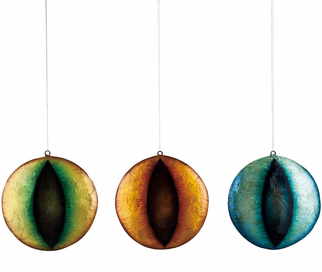 Capiz Cat's Eye Disk Ornaments