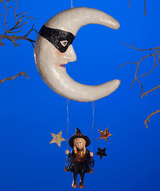 Midnight Magic - Girl Swinging from the Moon