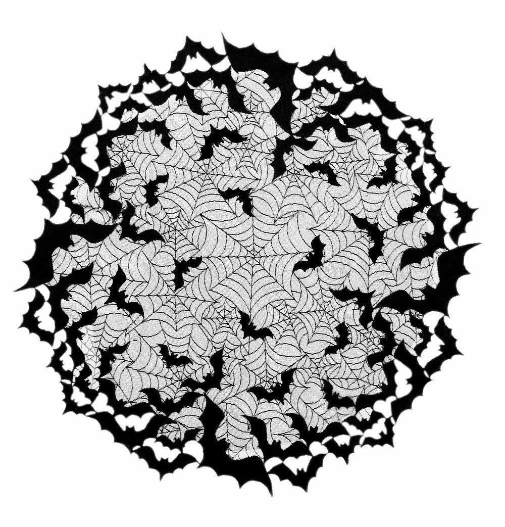 Going Batty Black Lace Round Table Topper