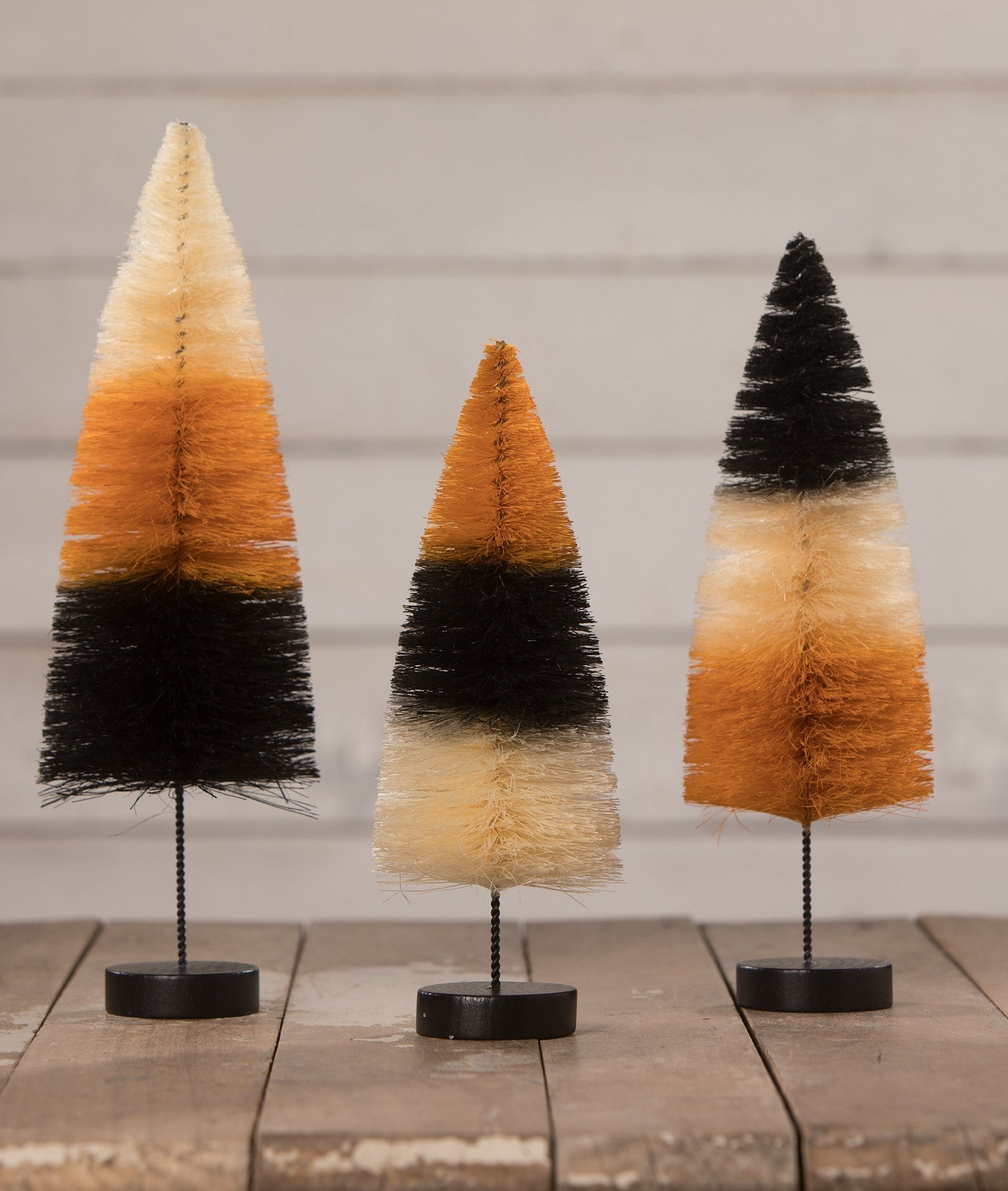 Halloween Stripe Bottle Brush Trees