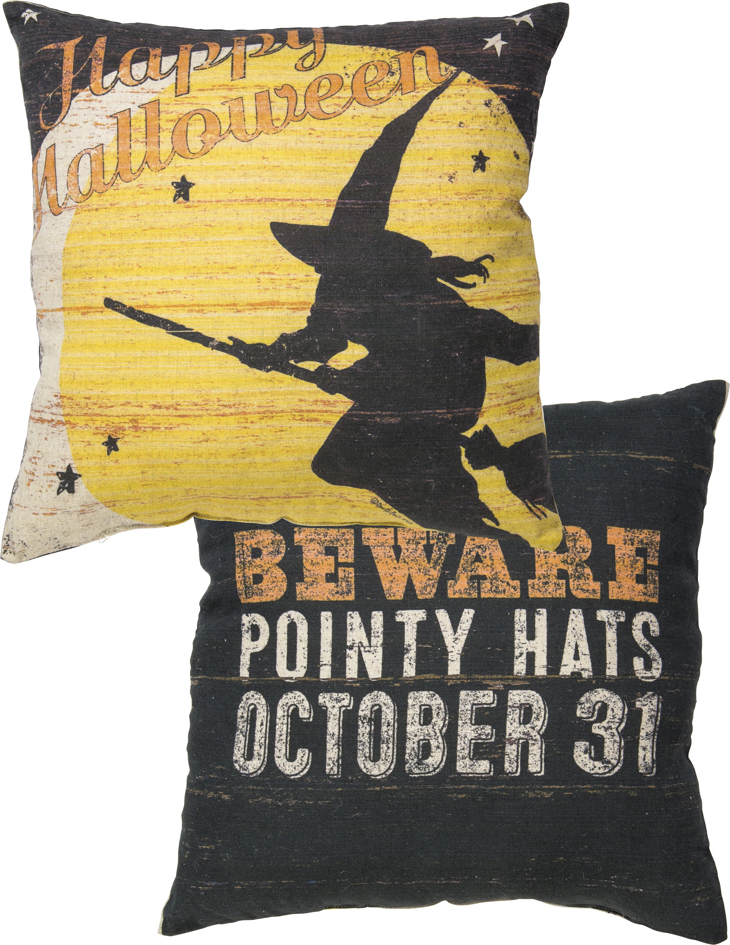 Happy Halloween Flying Witch Pillow