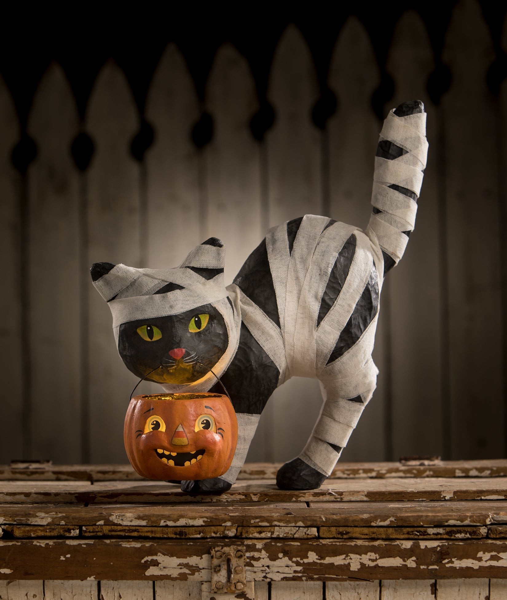 "Mummy Kitty Cat, Paper Mache"