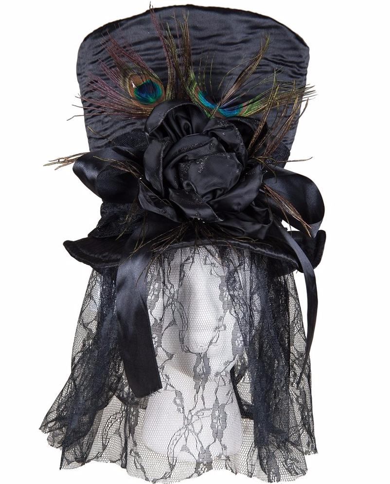 Widow's Top Hat with Lace Veil