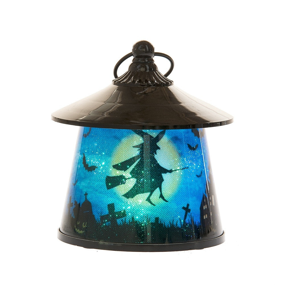 Witch Lantern with Rotating Halloween Scene - LED